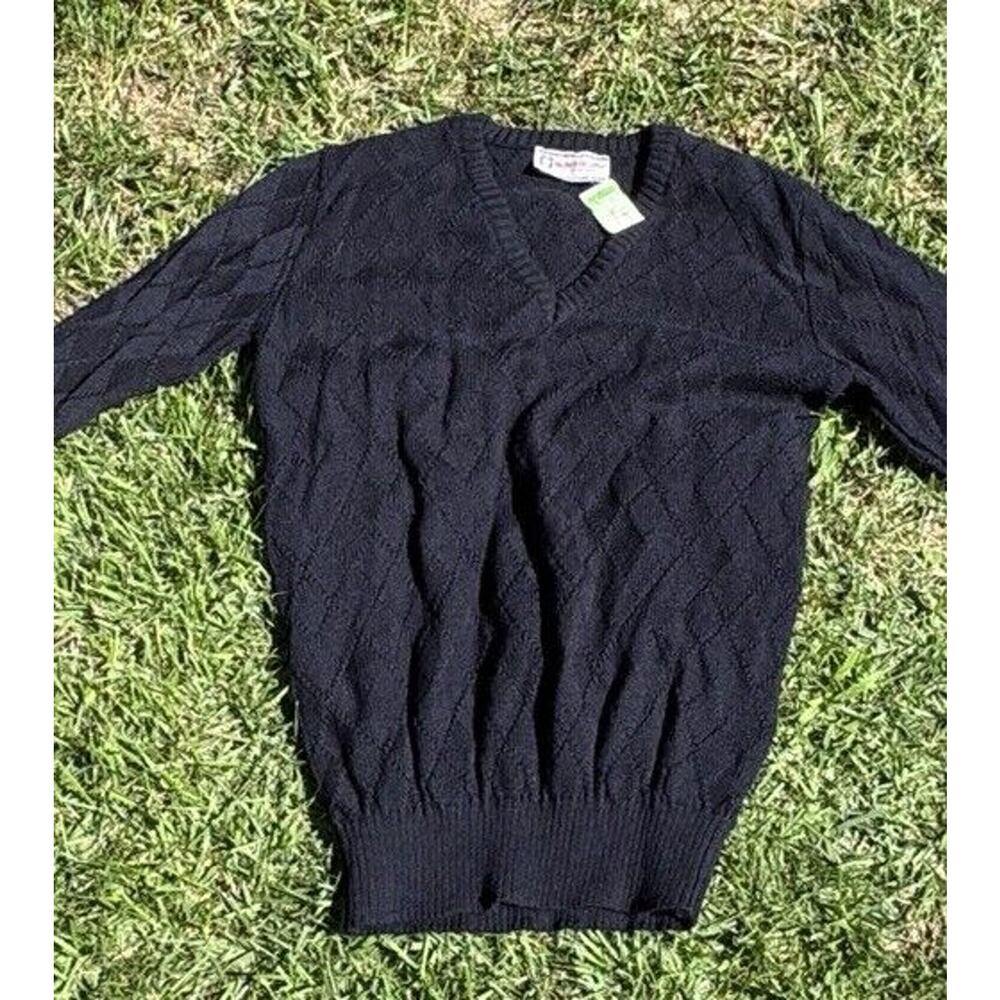MEMBERS ONLY Italy 1980 Womans Black Argyle Pullover Sweater Size Medium? NWT!